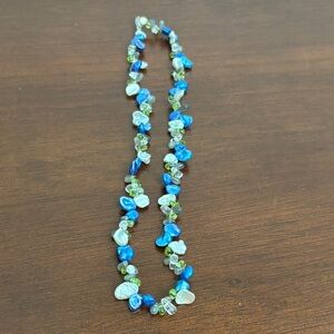 Honora Keshi teal pearls peridot & Quartz Stones Necklace Sterling Silver Clasp